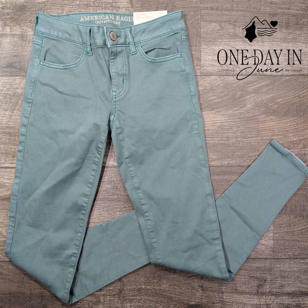 American Eagle Outfitters Super Stretch X Jegging Jeans Regular Green NWT Size 4